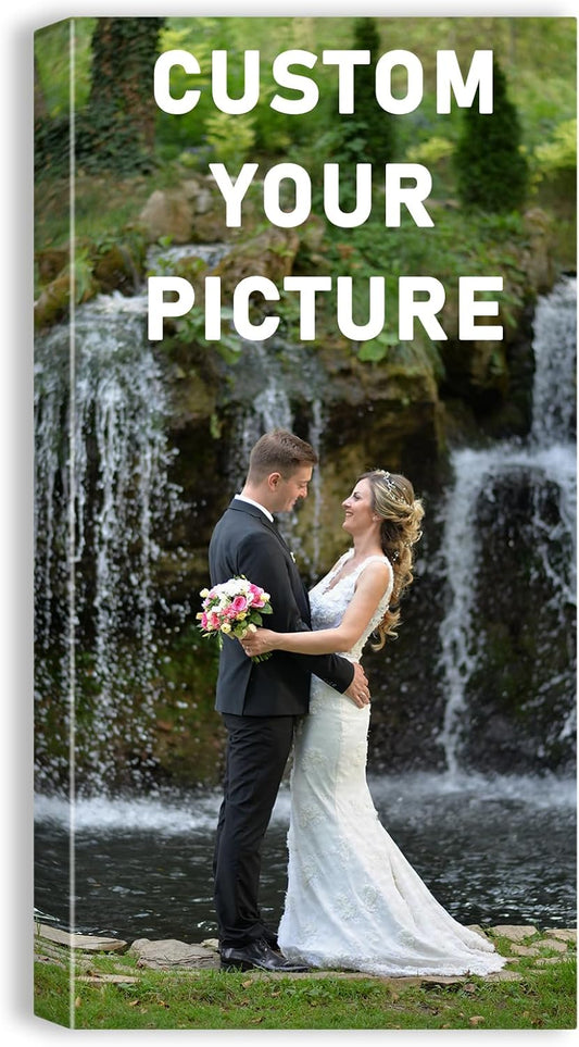 xzartdiy Custom Canvas Prints with Your Photos - Personalized Picture Print Customized Gifts for Family Home Office Wall Art Decor, Wrapped Canvas 12x24inch