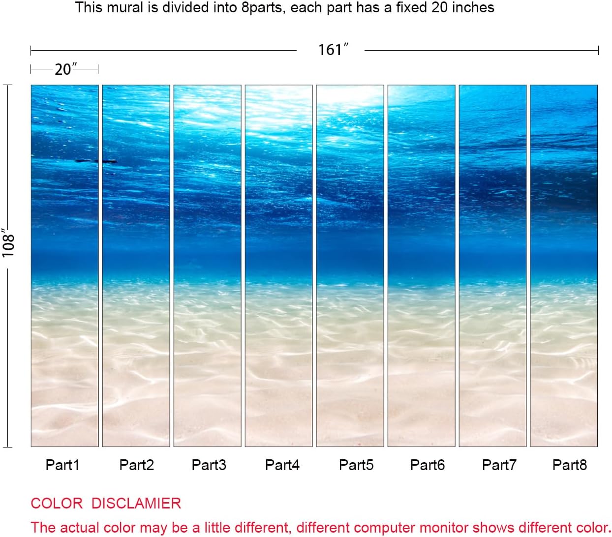 Undersea Landscape Wall Mural Deep Sea Natural Wallpaper for Bedroom Living Room (Not Peel n' Stick)