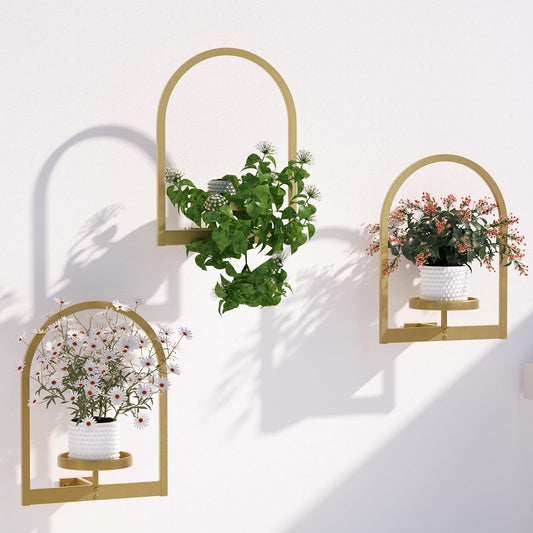 Wall Plant Holder, Wall Planter for Indoor Plants, Window Plant shelves for Multiple Plants Indoor Outdoor, Framed Plant Holder for Home Decor (3 Pack)