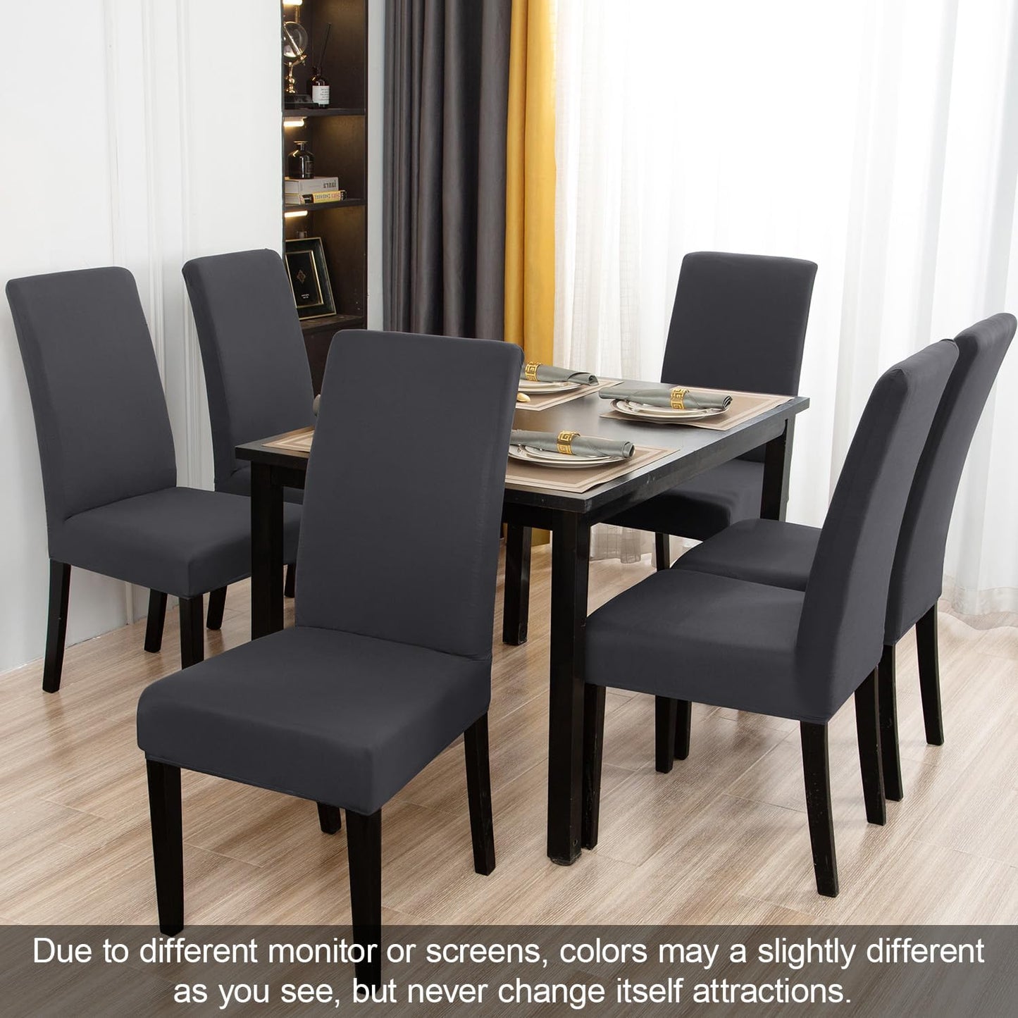 JQinHome 4 Pcs Dining Chair Slipcover, High Stretch Removable Washable Chair Seat Protector Cover for Home Party Hotel Wedding Ceremony