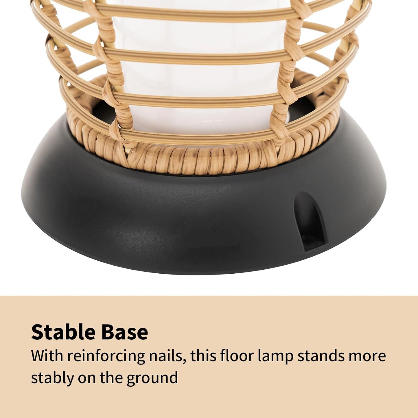 Outdoor Floor Lamp Solar Powered Lantern Waterproof Outdoor Lamps Wicker Patio Lights for Garden Deck Backyard Decor