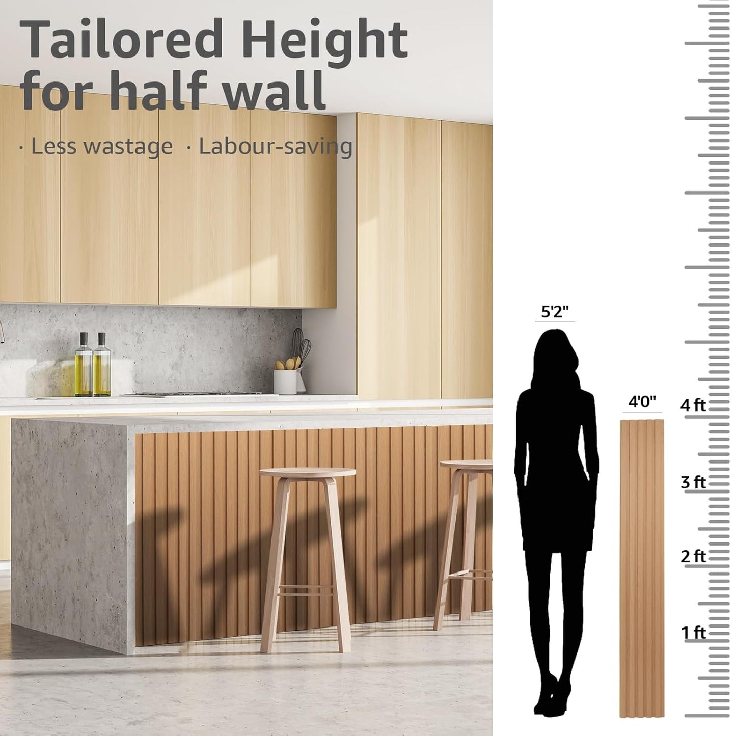 Art3d WPC Wainscoting Panels, 16-Pack 48 x 6 Inch 3D Wall Accents for Interior Wall Decor, Living Room, Bedroom, Boxwood