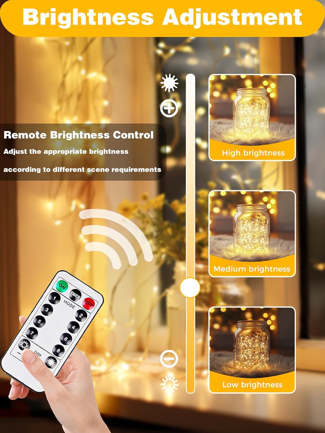 4 Pack 60LED Battery Operated Fairy Lights with Remote, 8 Modes LED String Lights with Timer, Dimmable, Memory Function, Waterproof Twinkle Fairy Lights for Outdoor Indoor Christmas Decor(Warm White)