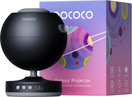 POCOCO Galaxy Star Projector for Bedroom with Replaceable Optical Film Discs, Home Planetarium Night Light Projector with High-Definition Soft Light for Relax, Study, and Meditate, Stress Relief Gifts
