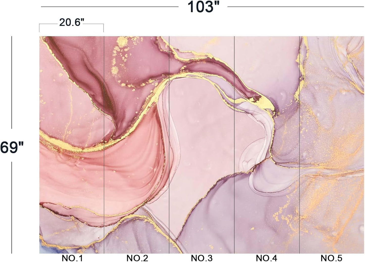 Gilding Marble Pink Wall Mural Wallpaper for Bedroom 103" x 69"