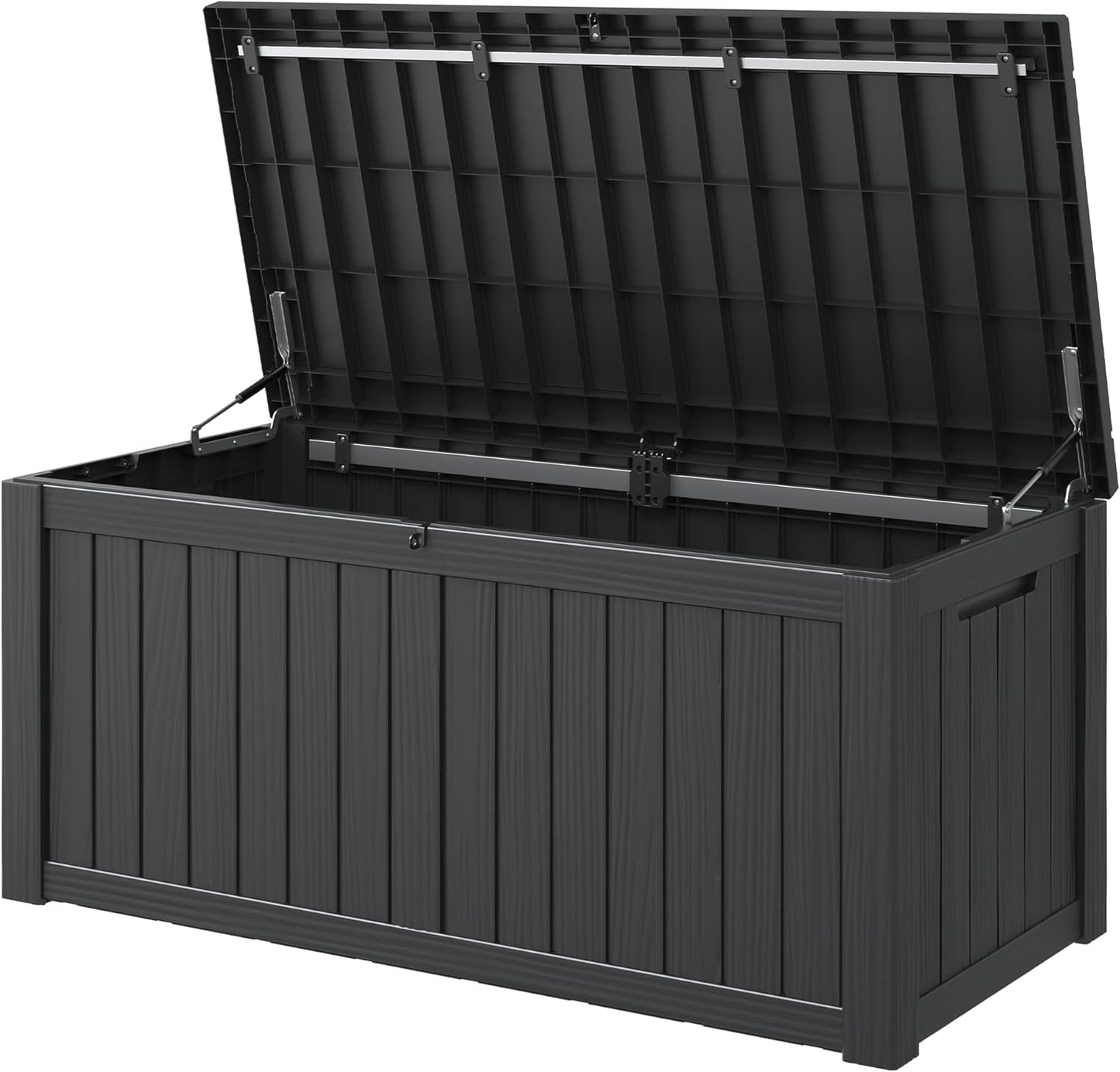 NUNU LAB Outdoor Storage Box,120 Gallon Deck Box,Resin Waterproof Outside Storage Bench,Outdoor Storage Cabinet With Lockable Lid,Backyard Deck Box For Garden Tools,Patio Cushions,Pool Accessories