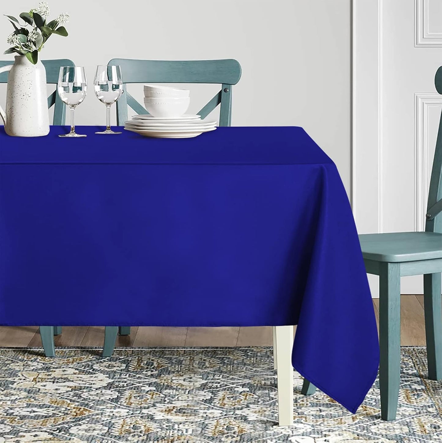 sancua Square Tablecloth - 60 x 60 Inch - Stain and Wrinkle Resistant Washable Polyester Table Cloth, Decorative Fabric Table Cover for Dining Tables, Buffet Parties and Camping, Royal Blue