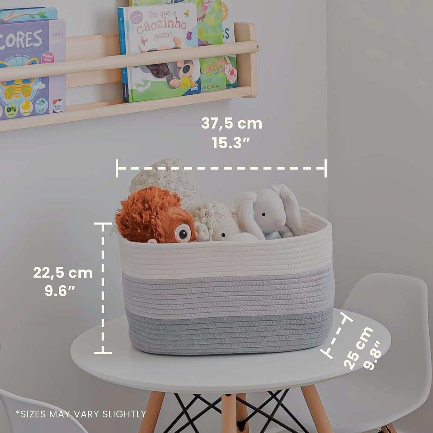 OrganiHaus Set of 3 Woven Storage Baskets for Organizing, Cotton Rope Organizer Bins for Shelves, Closet & Nursery, Dog Toy Basket, Decorative Bins for Toys, Towels & Books - 15x10x9, Grey