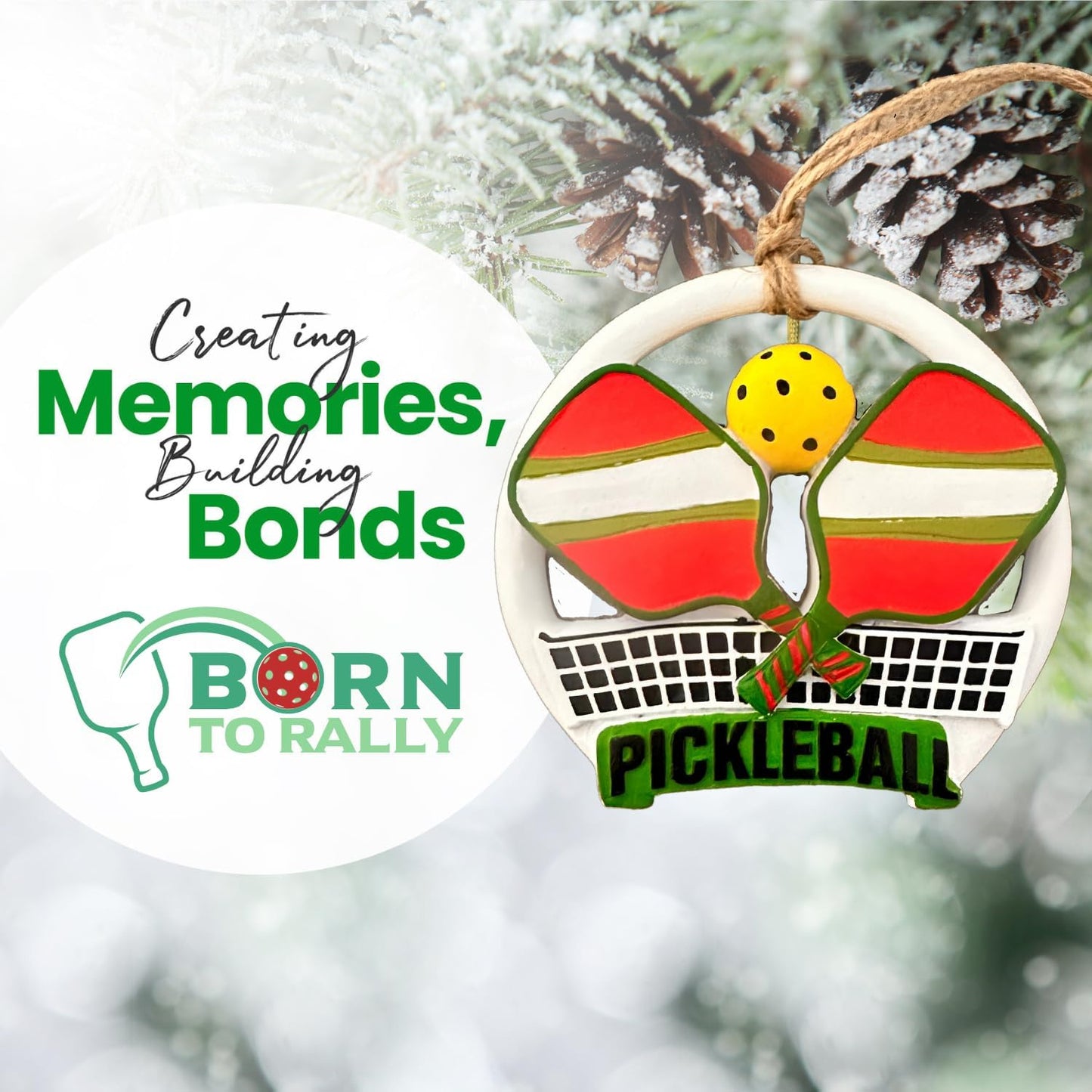 Pickleball Christmas Ornament – Personalized Sports Holiday Decoration with Paddles, Ball & Net – Write-On Ornament for Names – Pickleball Gifts for Players, Coaches & Fans