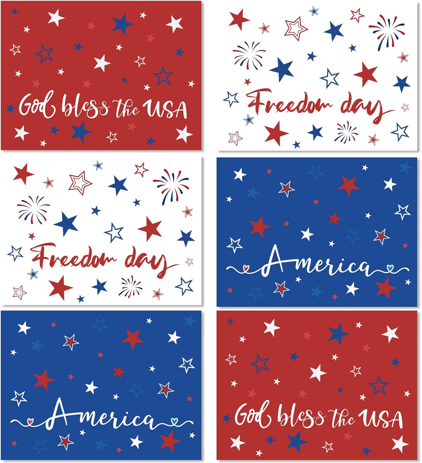 Memorial Day Placemat Set of 6 Patriotic Freedom Stars Place Mats 4th of July Veterans Plastic Table Mats Independence Day Holiday Table Placemats for Indoor Outdoor Party Dining