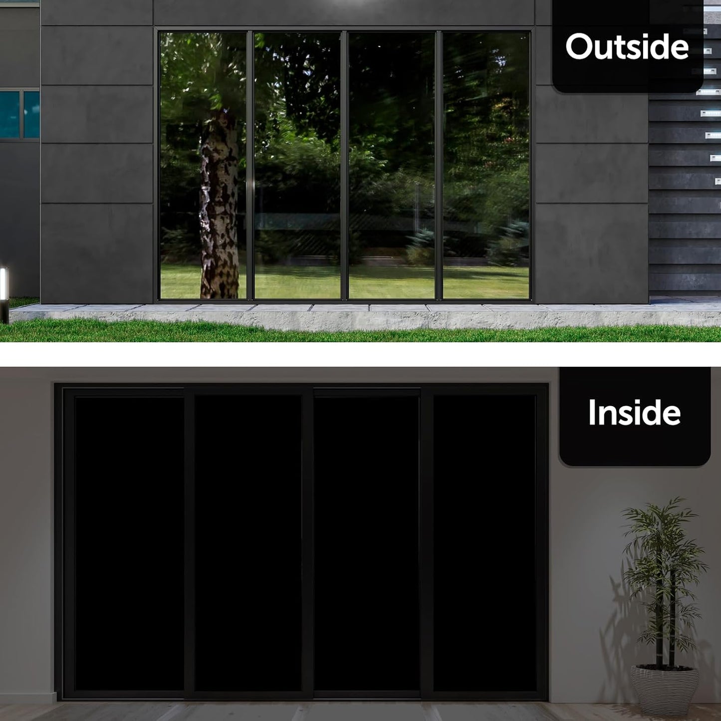 HIDBEA Mirror Blackout Window Film,100% Light Blocking Room Darkening Window Privacy Film,Mirror Glass Window Film Heat Control,Removable Window Cover Tint for Day Sleep(Mirror Black,17.3in x 13.1ft)