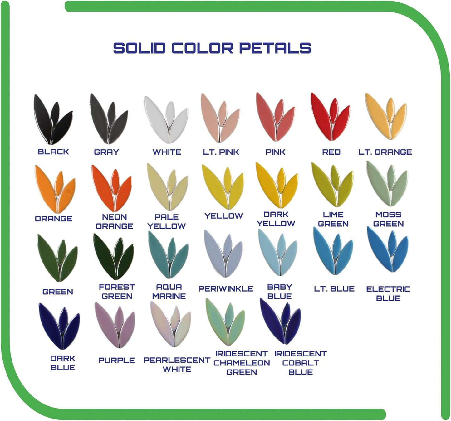 VerzTile Mosaic Tiles for Crafts - Petal Shaped Ceramic Tile Craft Hobbies & Art Projects 39 Color Options Endless Creativity DIY Design (Multi Color Mix (7))