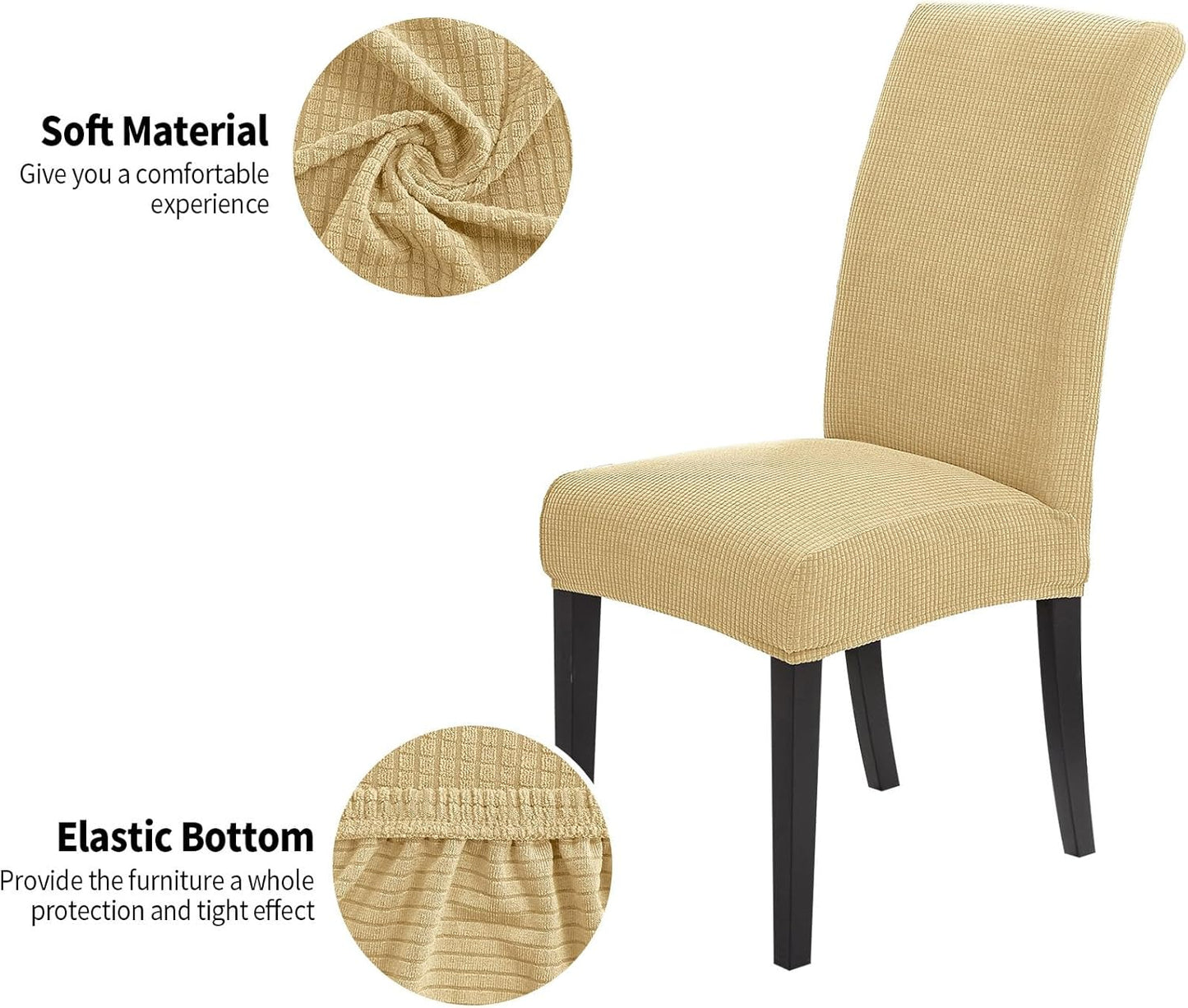 Joccun Chair Covers for Dining Room Set of 4,Dining Chair Slipcovers Stretch Dining Room Chair Covers Seat Protector,Washable Parsons Chair Cover for Home,Hotel(Parmesan,4 Pack)