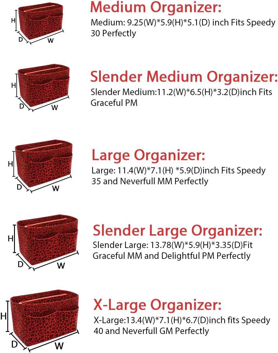 LEXSION Felt Purse Bag Organizer Insert with zipper Bag Tote Shaper Fit Speedy Neverful PM MM