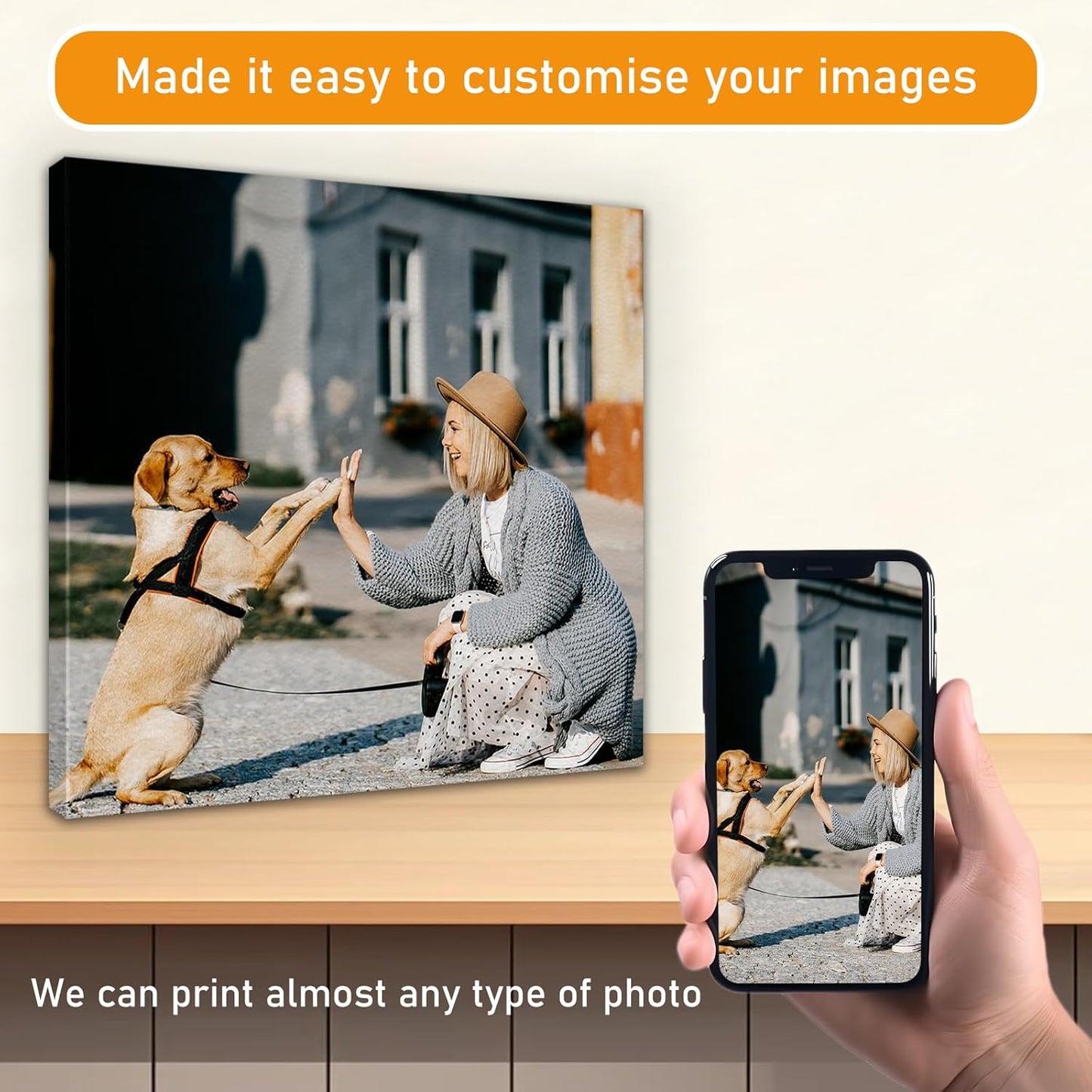 xzartdiy Custom Canvas Prints with Your Photos - Personalized Picture Print Customized Gifts for Family Home Office Wall Art Decor, Wrapped Canvas 24x48inch