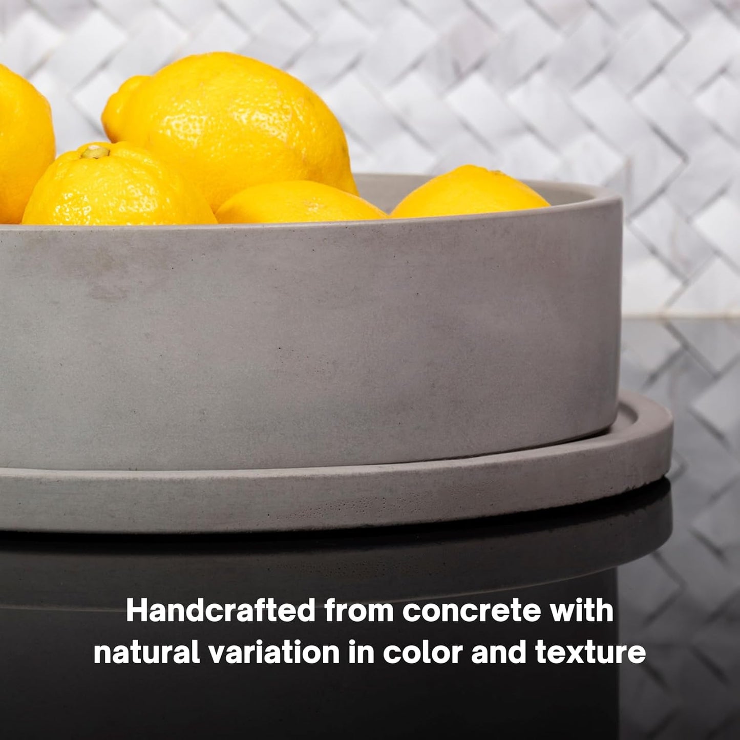 Simon Brothers Concrete Fruit Bowl and Tray Set for Kitchen Counter - Large Decorative Bowls for Home Decor - Modern Key Bowl for Entryway Table - Key Holder and Vanity Tray