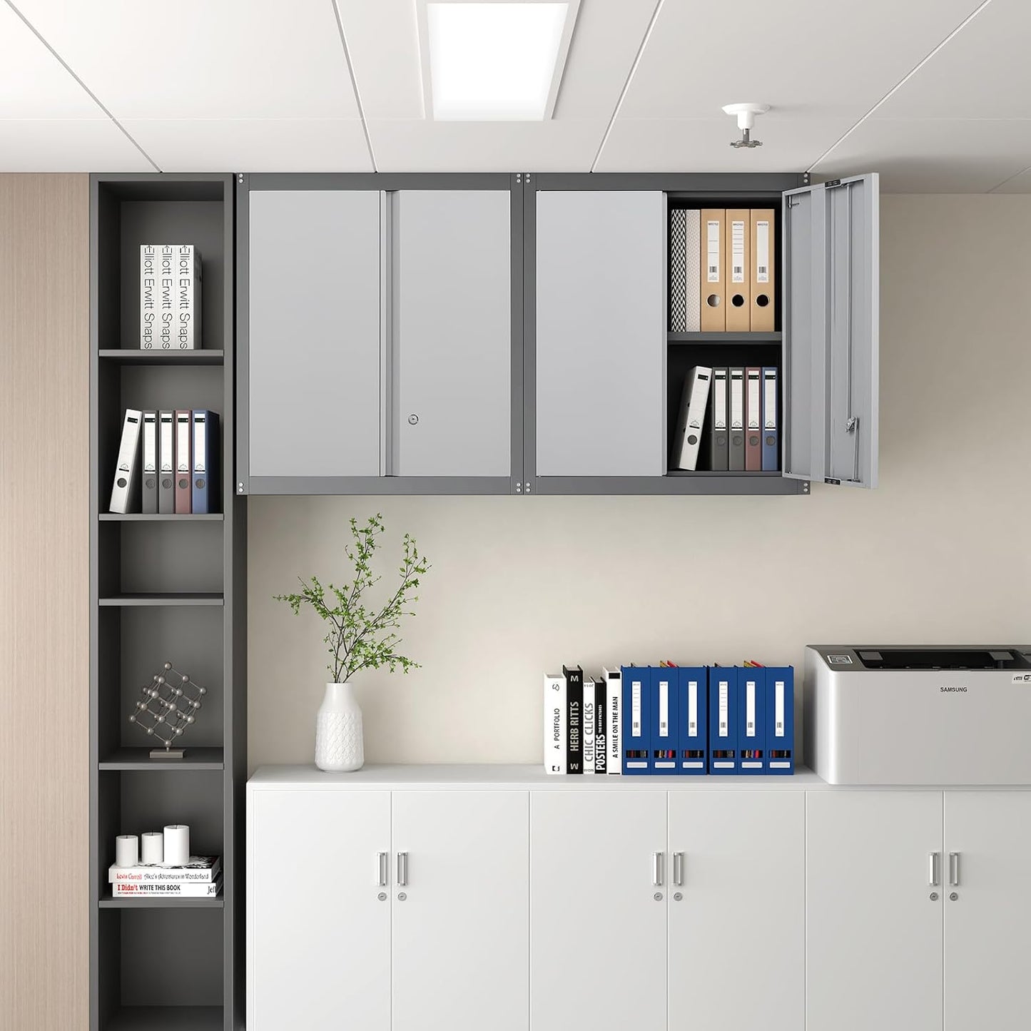 Metal Wall Cabinet,Locking Cabinet with Shelves,Wall Mounted Storage Cabinet1 for Basement,Home,Garage,Gray