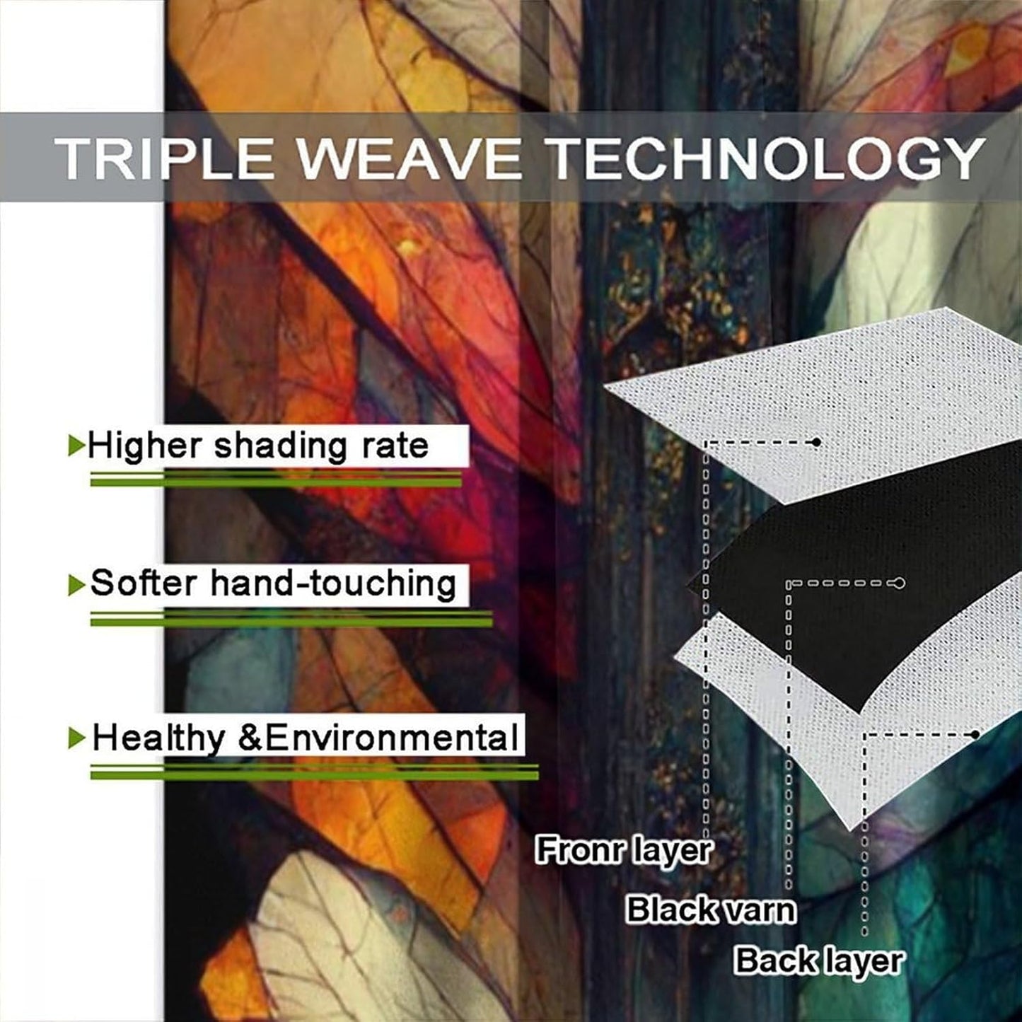 Stained Glass Curtains,Vintage Magical Colorful Abstract Art Home Decor Drapes for Bedroom Living Room Kitchen Window Treatment 2 Panels Set Total Size 63" W X 72" L Inch