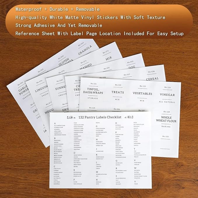 Set of 6 Glass Flour and Sugar jars with 132 Kitchen Pantry Labels - Thicken Large Glass Storage containers with Airtight Bamboo Lid - Glass Rice Canisters for Salt Coffee(100OZ/54OZ/27OZ)