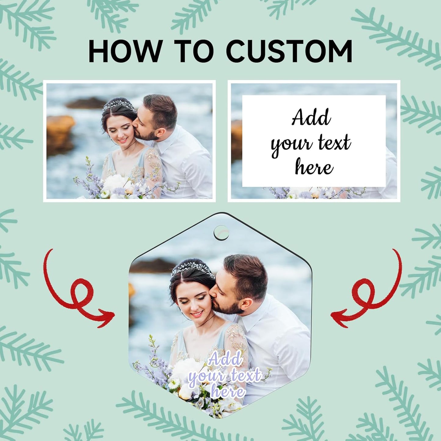 Personalized Christmas Ornaments 2025 Wood Custom Picture Text Hanging Ornament Customized Christmas Tree Decorations Keepsake Gift for Family Couples Xmas Tree Home Decor