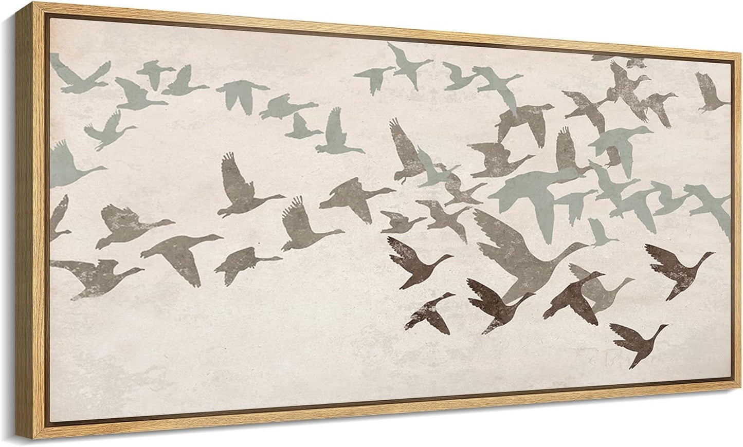 MUDECOR Extra Large Framed Canvas Print Wall Art Wild Freedom Assorted Birds in Flight Antique Retro Fine Art Illustrations Decorative Colorful for Bedroom - 60"x30"