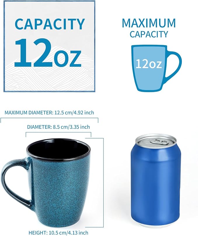 Ceramic Mugs 12oz,Large Ceramic Coffee Cups for Men, Women, Dad, Mom, Modern Coffee Mugs With Handle For Tea,Latte,Cappuccino,Cocoa. (Green 1 Pack)