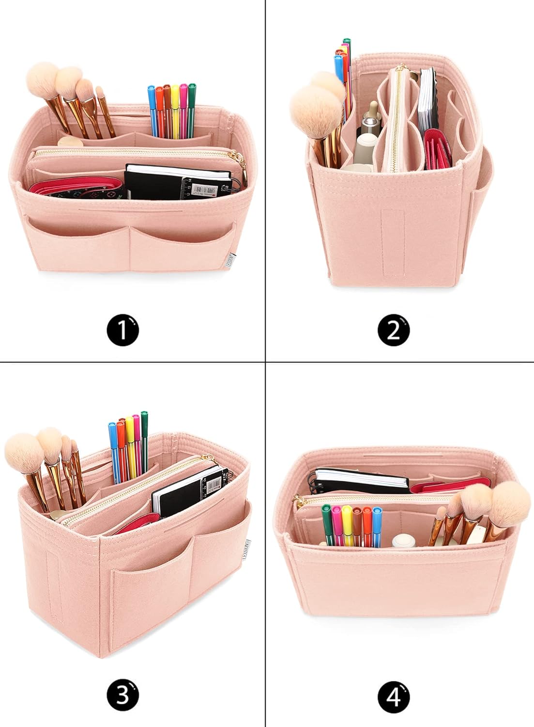 LEXSION Felt Purse Bag Organizer Insert with zipper Bag Tote Shaper Fit Speedy Neverful PM MM