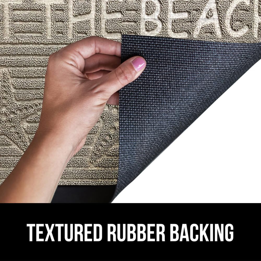 GORILLA GRIP 100% Waterproof All-Season WeatherMax Doormat 35x23, US Designed Natural Rubber, Stain and Fade Resistant, Low Profile Indoor Outdoor Door Mats, Easy Clean Patio Mat, Sand Beach