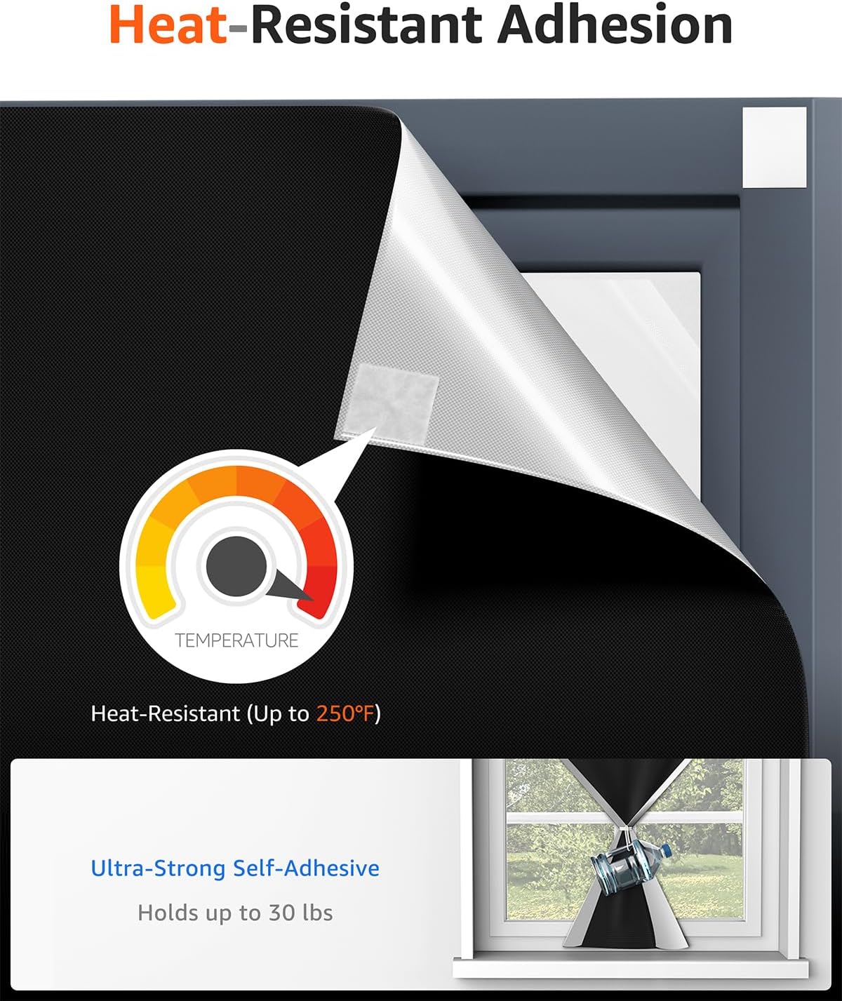 Sumobaby Blackout Curtains for Bedroom Portable 138”x59”Black Out Window Cover with Heat-Resistant Hook&Loop Tape,100%Blackout Shades,NoDrill Blinds for Windows DIY Cut Fit for Nursery&Dorm Room,Black