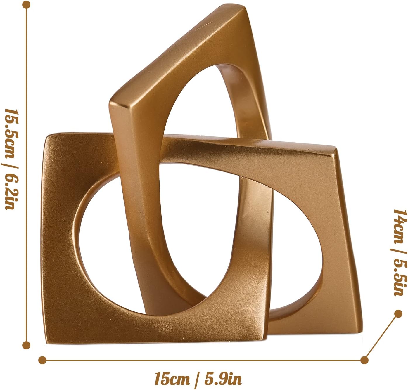 XMGZQ Gold Knot Statue for Coffee Table Centerpiece Decor,Modern Abstract Art Geometric Sculpture and Figurines, Home Decor Accent,Cube Knick Knacks for Shelves,Bookshelf,Entryway,Floating