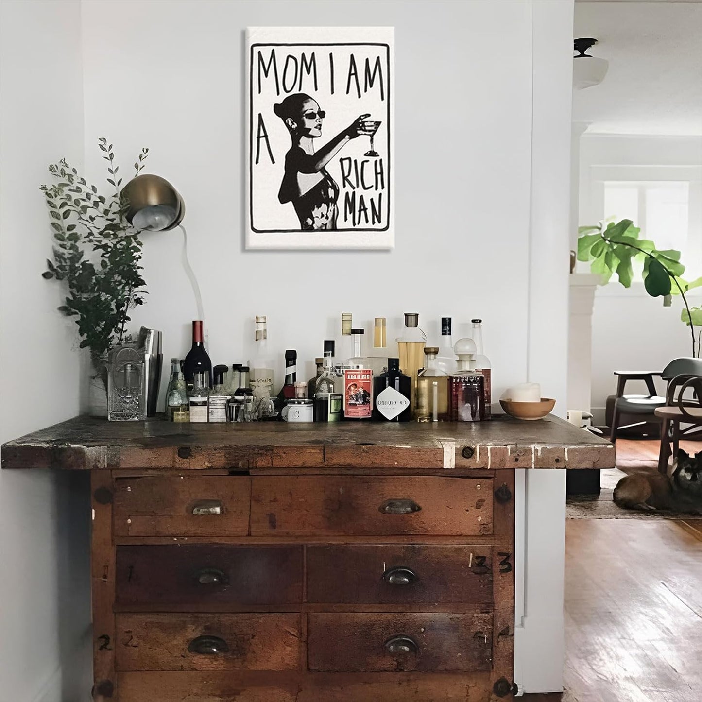Mom I Am A Rich Man Aesthetic Retro Music Goblet Poster Feminist canvas Wall Art Vintage Bar Cart Wall Decor Preppy Dorm Decor Unique Wall Art prints painting 24x36in Framed
