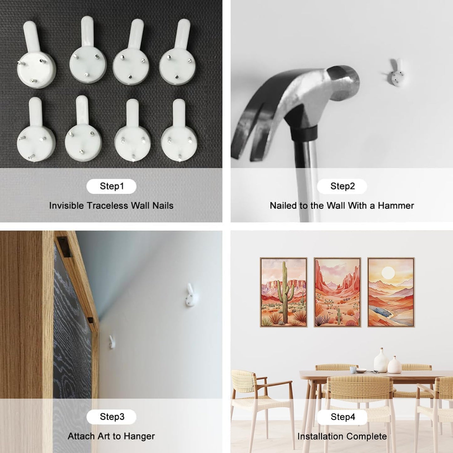 HLNIUC Boho Desert Plant Framed Canvas Wall Art Set,Southwestern Sun Mountain Wall Decor,Cactus Sunset Landscape Wall Painting,Watercolor Abstract Desert Art Prints for Living Room,Bedroom - 16”x24”x3