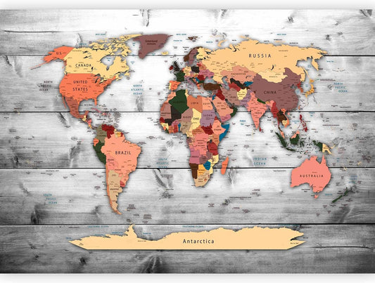 artgeist Wall Mural World Map 96x69 in - XXL Peel and Stick Self-Adhesive Wallpaper Removable Large Sticker Foil Wall Decor Print Picture Image Design Map of The World k-B-0009-a-c