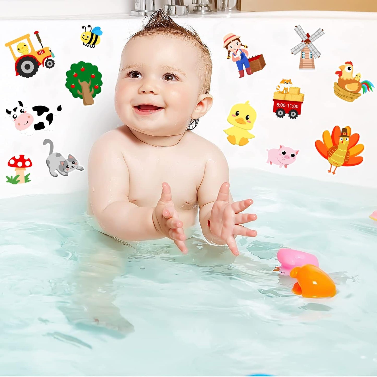 Brand Farm Animal Gel Clings Stickers for Kids, 21PCS Reusable Decals, Wall, Car, Window Decorations, Classroom, Home, Nursery, Party Supplies