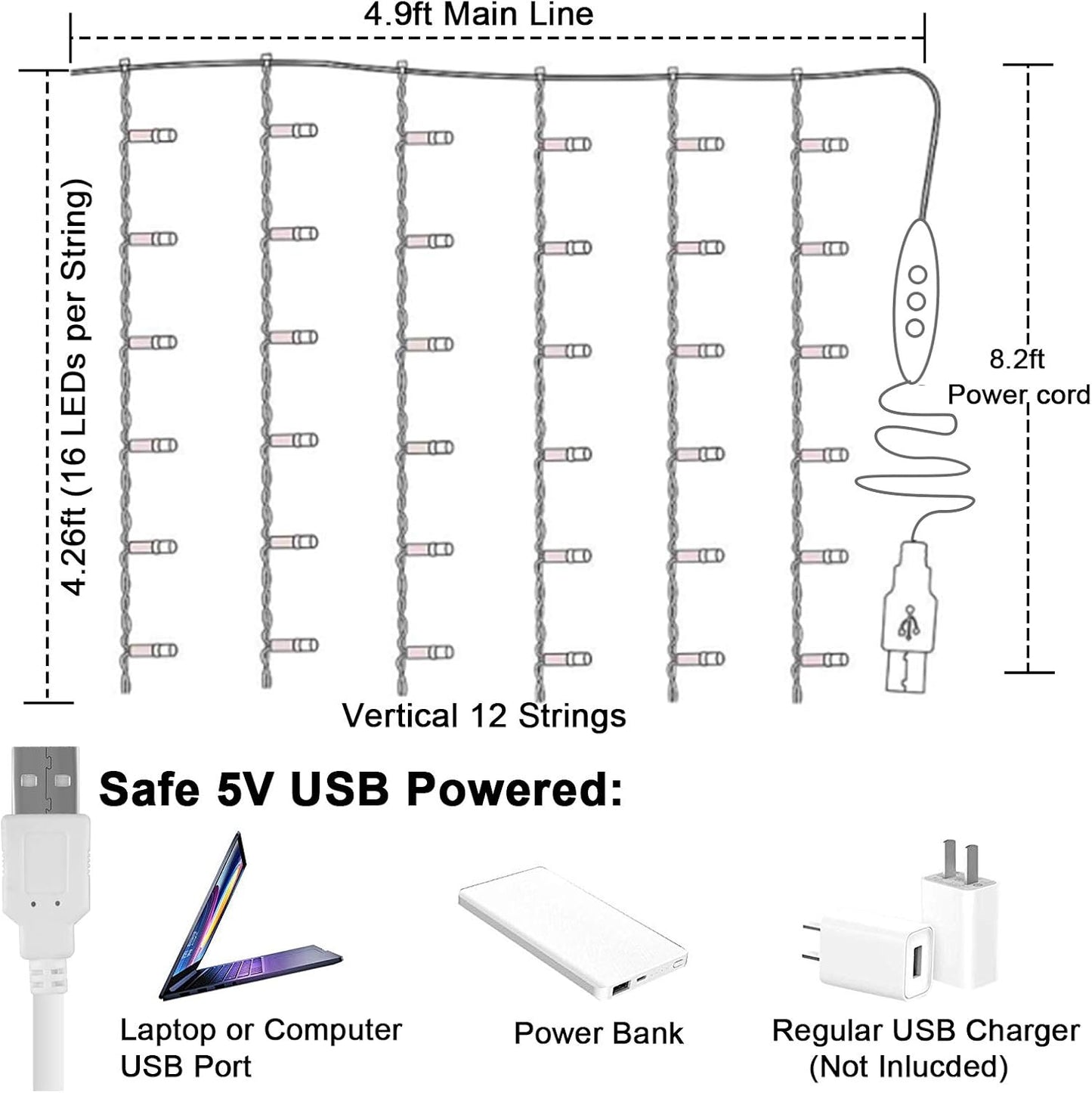 Pink Purple & Blue Ombre LED Curtain Lights with Remote, Rainbow Waterfall String Lights Ombre Hanging Fairy Mermaid Light for Teen Room, Girls Room, Mernaid, Bedroom, Birthday, Cute Halloween Décor
