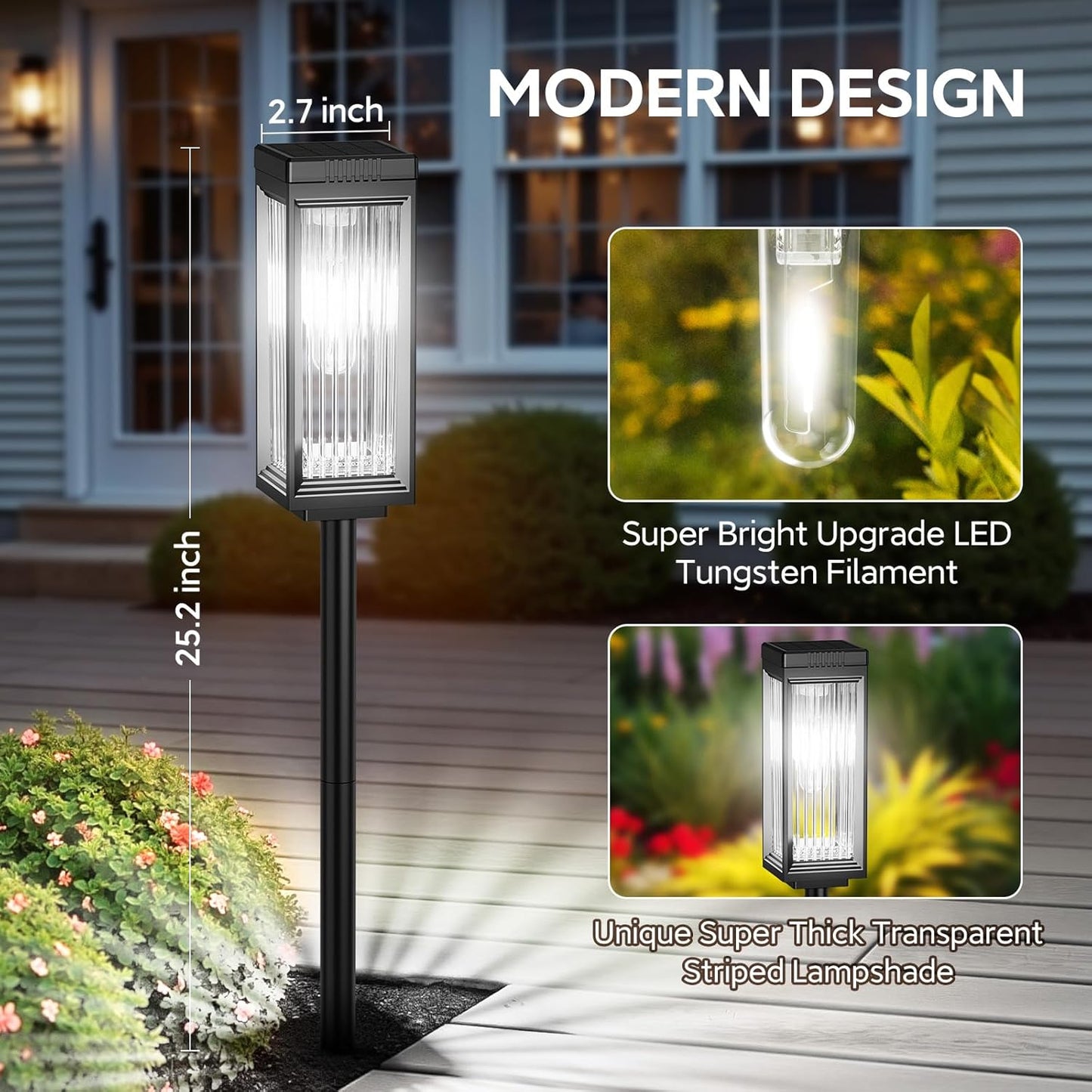 Solar Pathway Lights Outdoor, 4 Pack Upgraded Solar Lights Outdoor Waterproof, Bright Up to 15 Hrs Auto On/Off Garden Light for Yard Patio Lawn Path Walkway Driveway Outside Decor(Cool White)