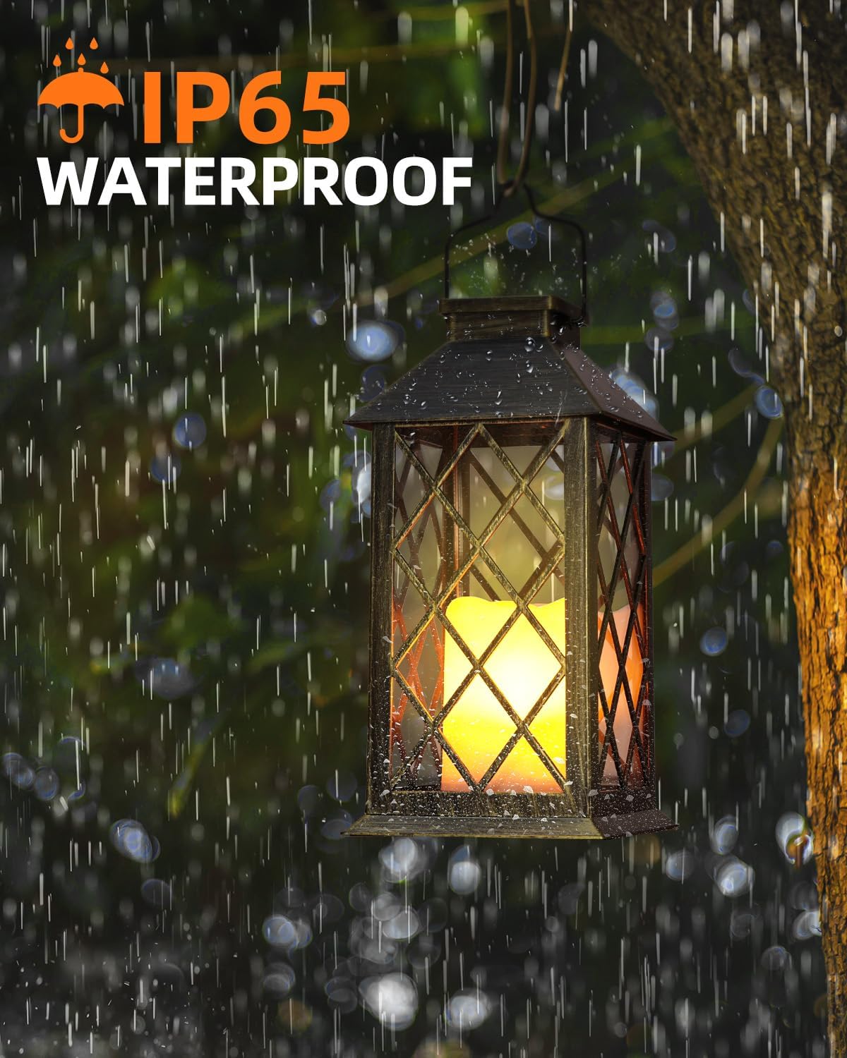 Otdair Solar Lanterns Outdoor Waterproof, 2 Pack 14" Solar Lantern with Glass Retro LED Flickering Flameless Candle,Lanterns Decorative Outdoor for Gift, Yard, Garden, Patio, Balcony,Porch, Party