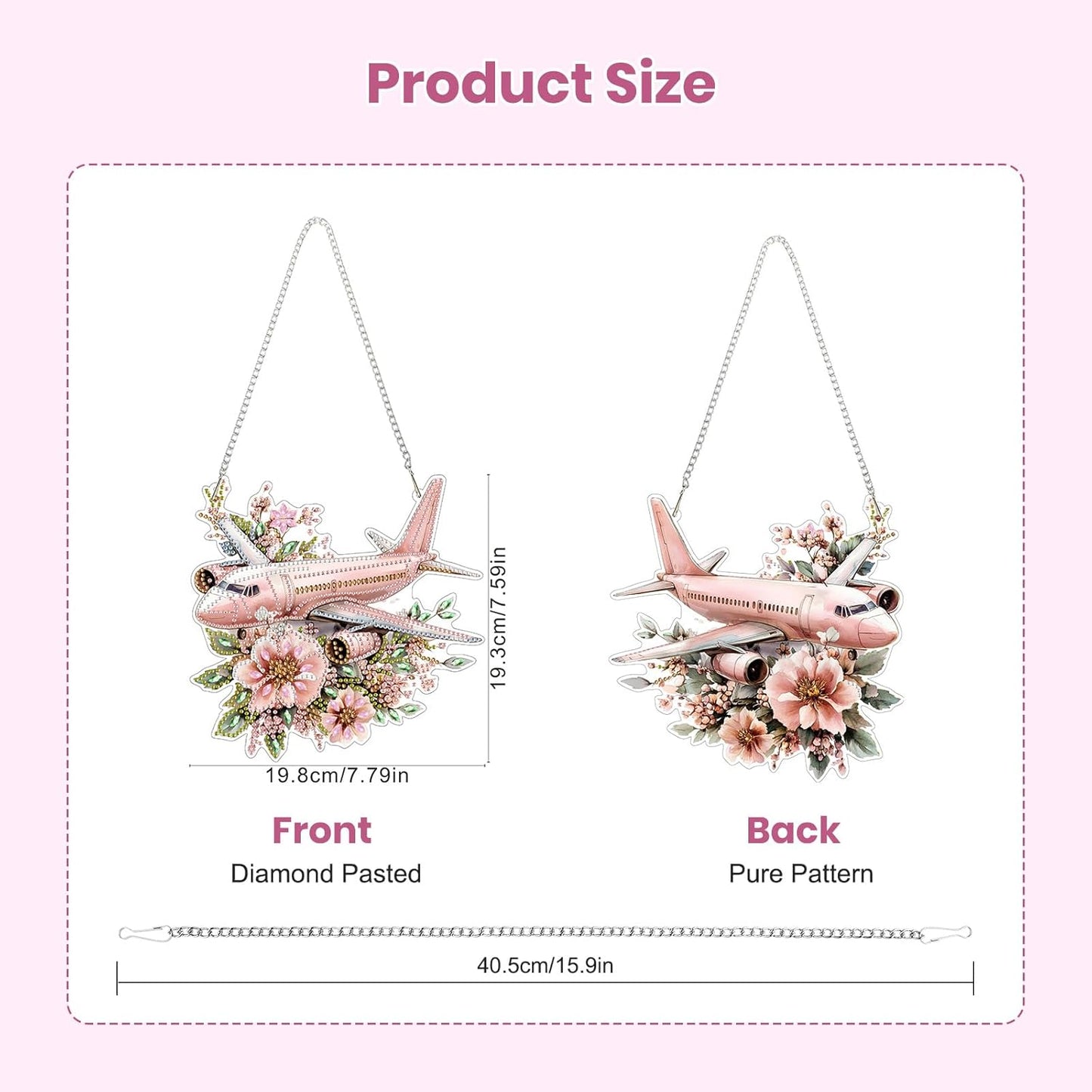 EOBROMD Diamond Hanging Art Kits for Adults, Diamond Art Painting Plane Flower Window Pendant Kits Suncatchers, DIY Special Shaped Rhinestone Adults, Home Wall Decor