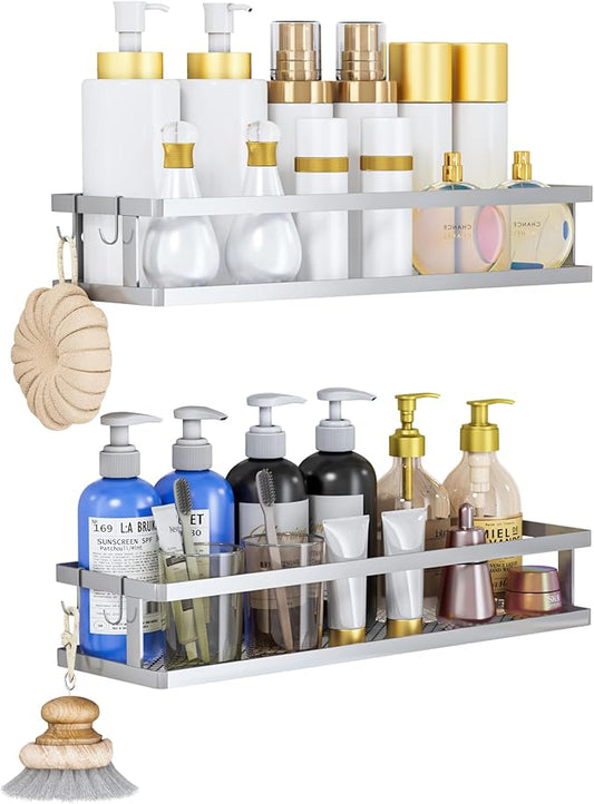 PUSDON Metal Wall Hanging Basket 2 Packs DIY Suitable for Multiple Scenes - Large Silver Grey Guardrail