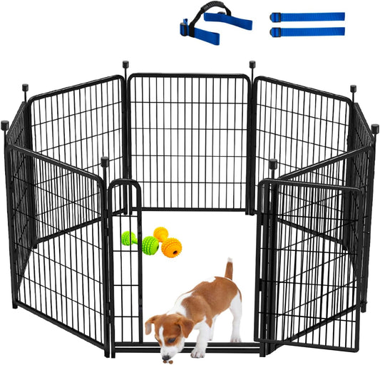 Garden Fence 40 inch High, Dog Fence Outdoor for Yard, 21" Wide Low Threshold Gate, Fencing for Garden Beds, Garden Fence Border,Animal Barrier Fence, Rabbit Fence, 8 Panels Total 17.7 Ft(L)