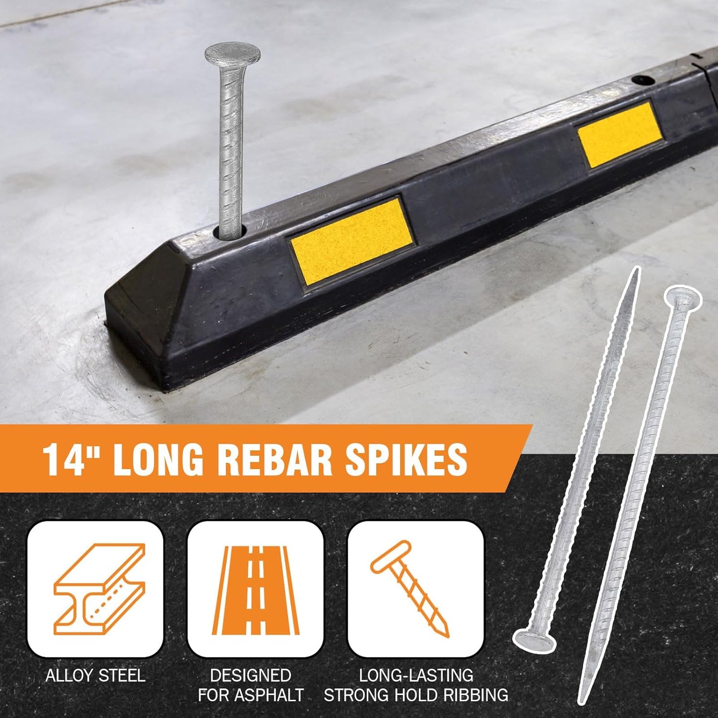 Tandefio 24 Pcs 14 inch Rebar Stakes, 1/2 Inch Diameter Threaded Galvanized Steel Ground Anchors Plant Support Garden Stakes, Heavy Duty Metal Landscape Spikes for Speed Bump Tent