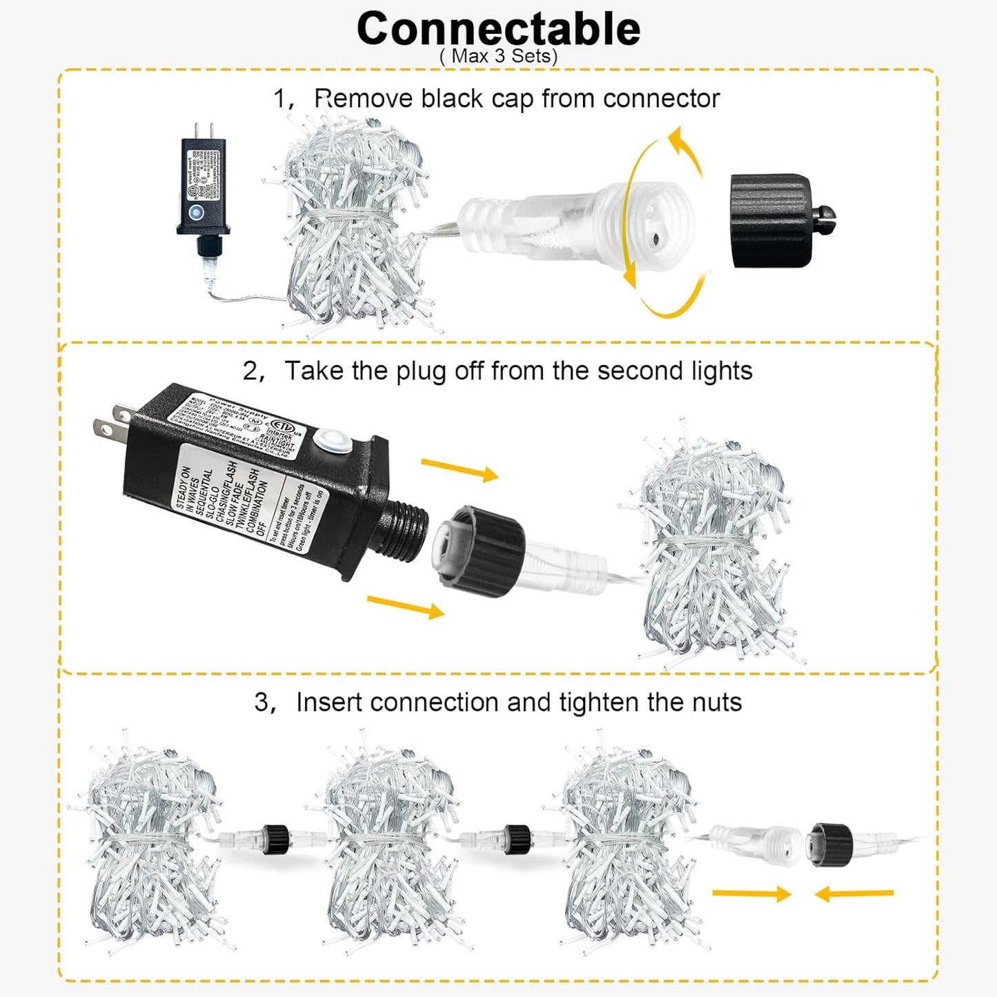 White Christmas Lights Outdoor - 33ft 400 LED Icicle Lights for Outside House, Twinkle Outside Lights Plug in 8 Modes Timer Waterproof for Patio Window Holiday Wedding Party Pathway Indoor Decorations