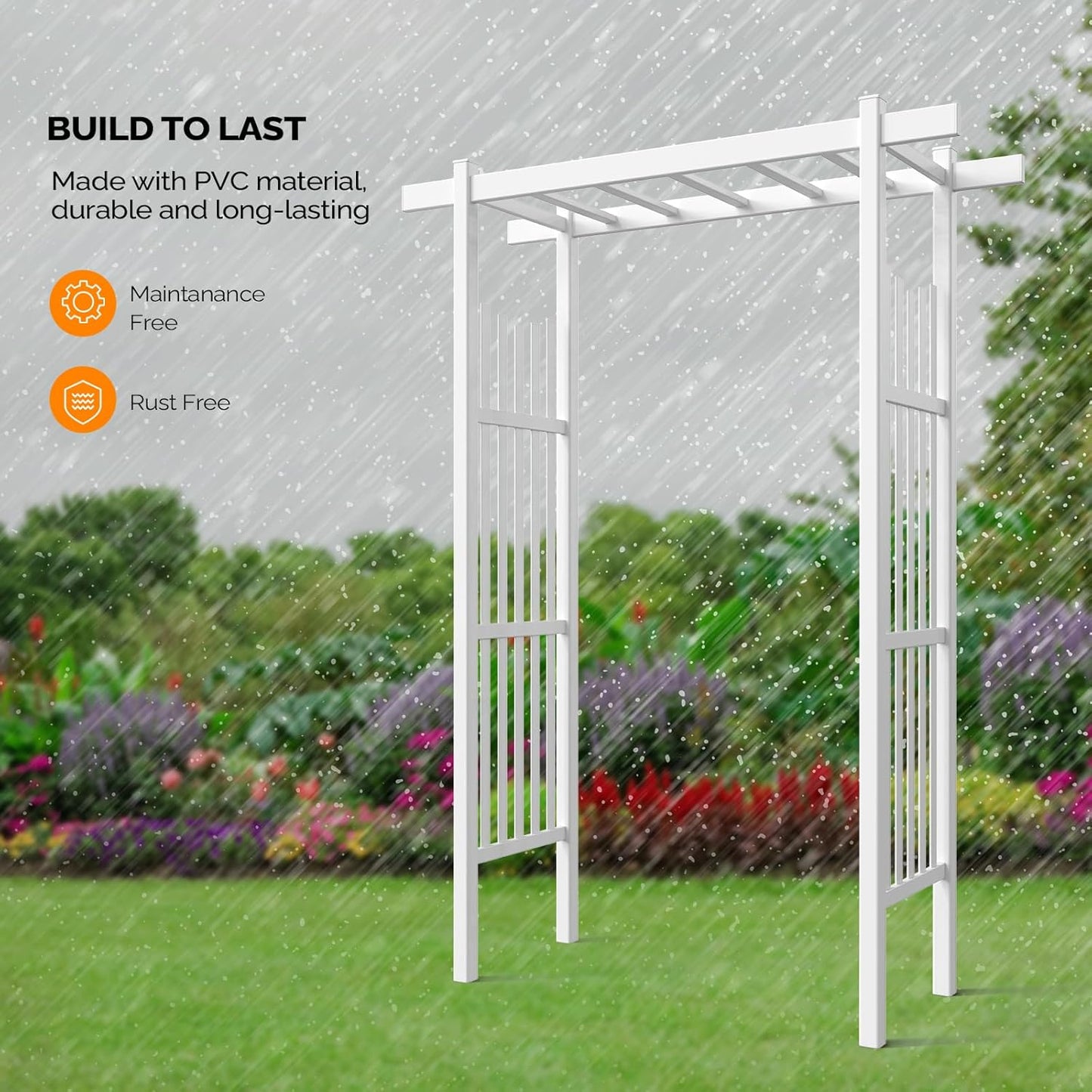 VINGLI Garden Arbor, PVC Wedding Arch for Ceremony Party, Garden Trellis for Climbing Plants Outdoor, Arch Backdrop Stand for Garden, Backyard, Lawn, Wedding
