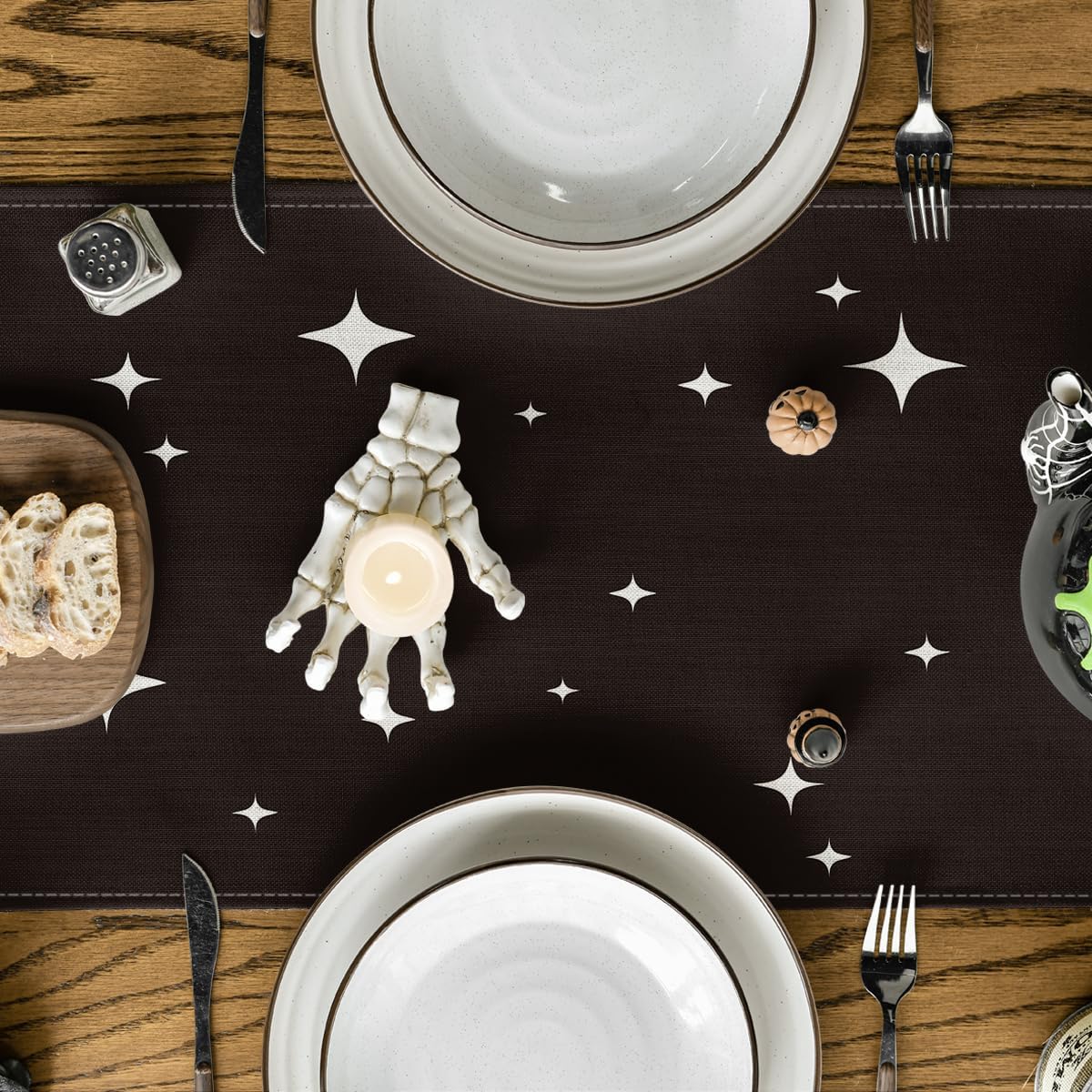 Artoid Mode Spooky Skeleton Spider Bone Halloween Table Runner, Holiday Kitchen Dining Table Decoration for Home Party Decor 13 x 36 Inch
