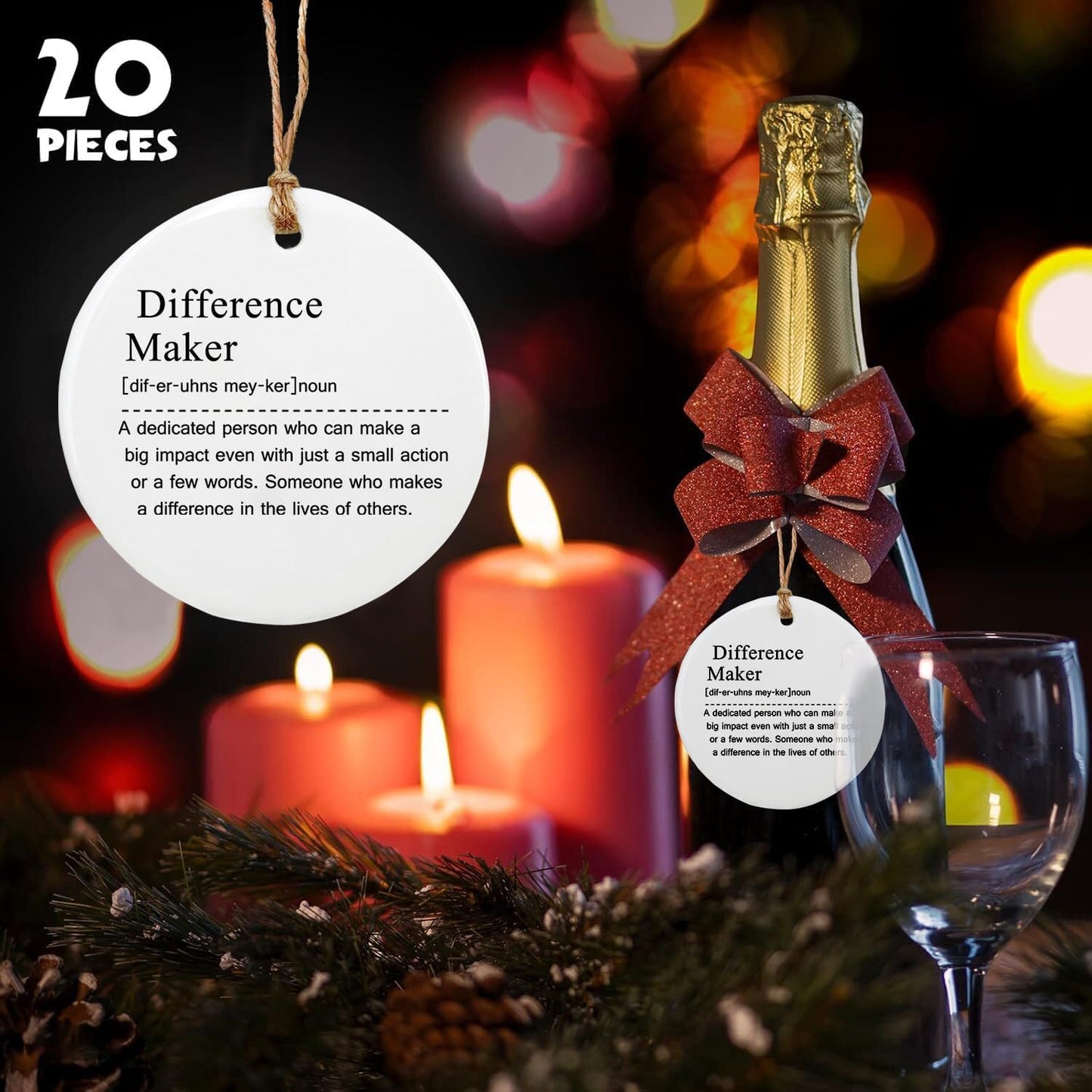 Thank You Gifts for Women Men - 10 Pcs Appreciation Gift for Teacher Boss Leader Coworker New Job Gifts Difference Maker Definition Decorative Ceramic Ornament Set