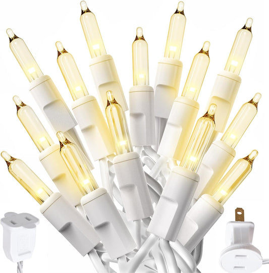 PREXTEX 300 Count Clear Christmas Tree Lights with White Wire - 60 ft Warm White Twinkle Lights for Indoor or Outdoor Use - Holiday Fairy String Lighting for Christmas Trees, Patios, and More