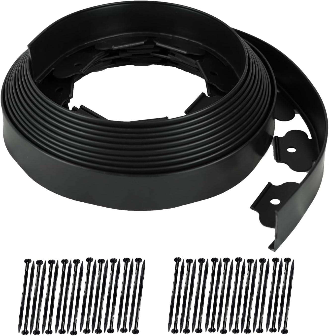 Hugeleaf Landscape Edging 2 Inch Tall, 40 Feet Garden Edging Border with 40Pcs Stakes,Lawn Border for Landscaping, Flower Beds(Black)