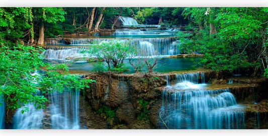 artgeist Wall Mural Waterfall Landscape 216x98 in - XXL Non-Woven Corner Wallpaper Fleece Angle Wall Decor Photo Print Picture Image Design Modern Forest Nature Tree c-B-10073-a-a