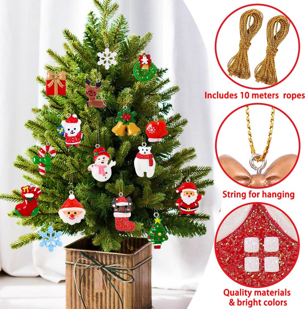 YUJUN 36pcs Mini Resin Ornaments Set - Christmas Tree Decoration, Small Miniature Figurines for Hanging Ornaments