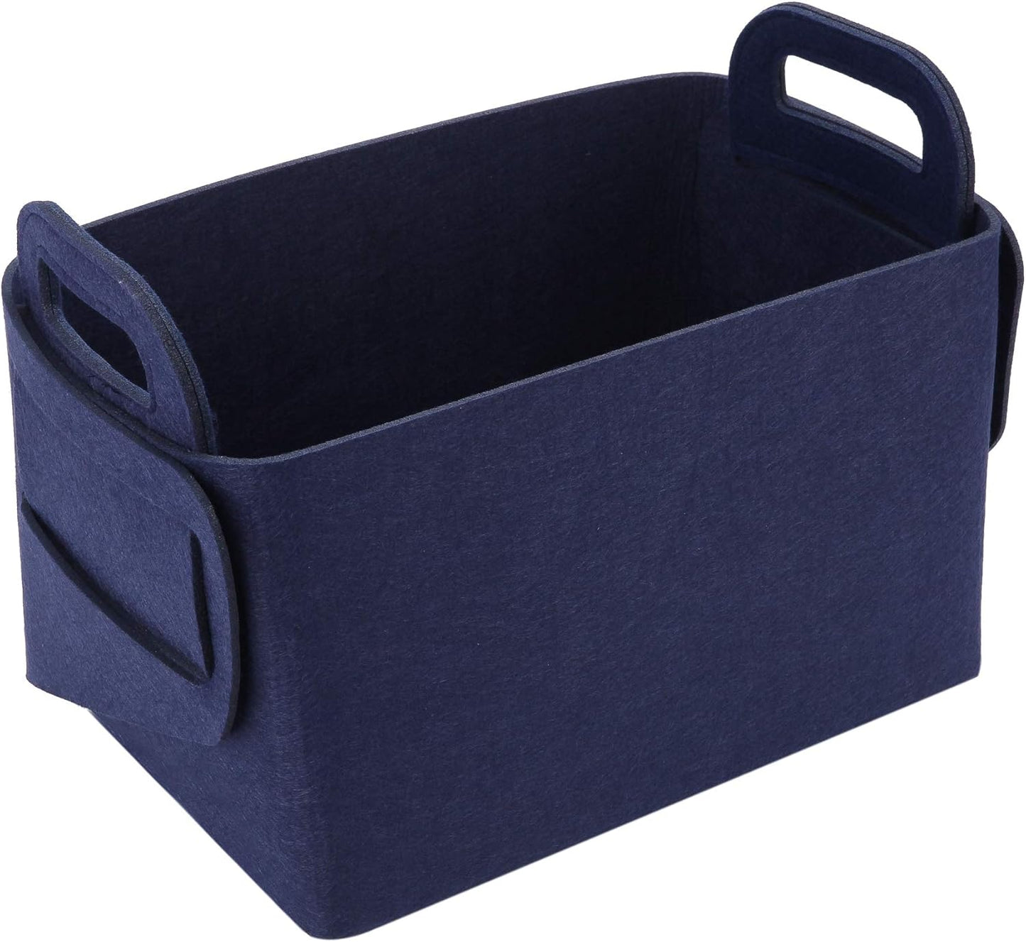 Storage Basket Felt Storage Bin Collapsible& Convenient Box Organizer with Carry Handles for Office Bedroom Closet Babies Nursery Toys Laundry (Navy Blue, 19.9inch（L）×13.6inch（W）×12.6inch（H）)
